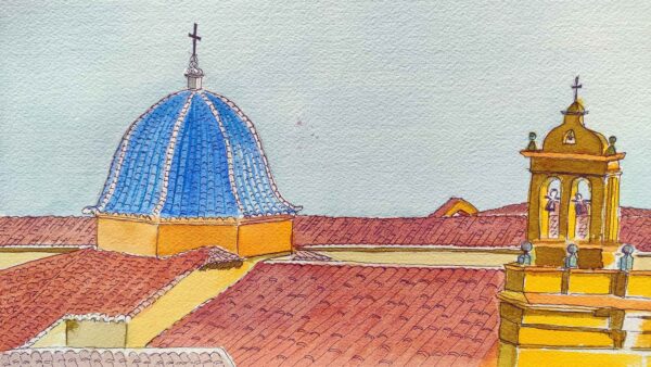 Acuarela con Iglesia de Formentera