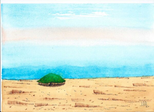 Acuarela con paisaje marítimo de Formentera