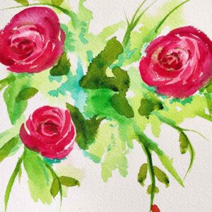 Acuarela con Ramo de rosas de Formentera